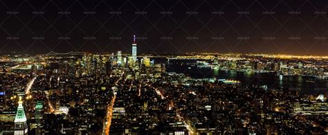 Aerial Night View Of Manhattan - Stock Photos | Motion Array