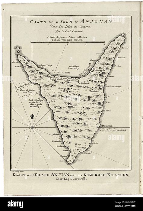 AMH-7963-KB Map of Anjuan Stock Photo - Alamy