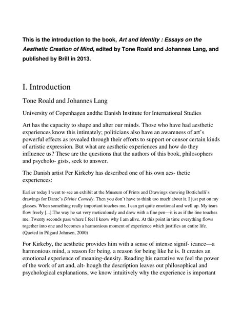 (PDF) Introduction: Essays on the Aesthetic Creation of Mind