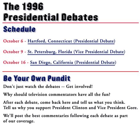 The 1996 Presidential Debates