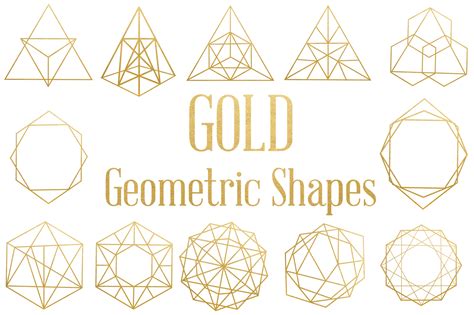 Gold Geometric Shapes By Dream in Watercolor | TheHungryJPEG