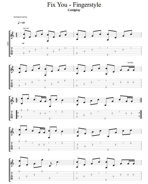 Chord Guitar Coldplay Fix You - Sheet and Chords Collection