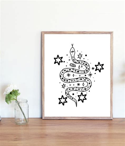 Black and White Snake Print / Snake Printable Wall Art / Snake Art ...