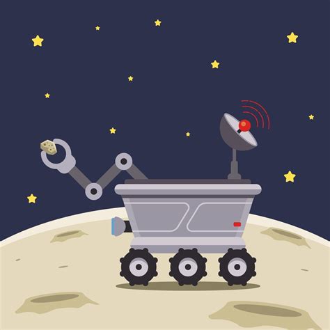 lunar rover explores the moon. flat vector illustration. 2098757 Vector Art at Vecteezy