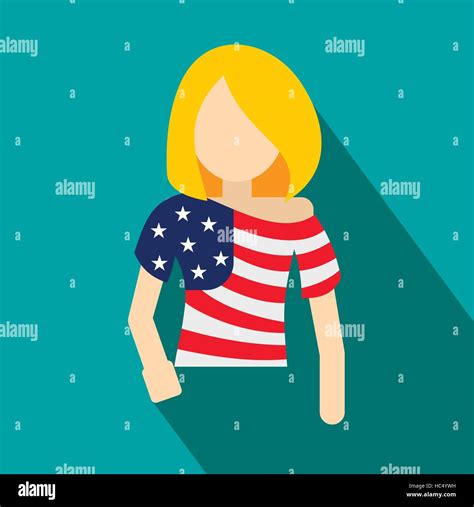 Girl in USA flag colors t-shirt flat icon Stock Vector Image & Art - Alamy