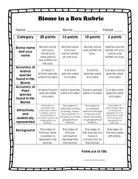 Ecosystem Project Rubric