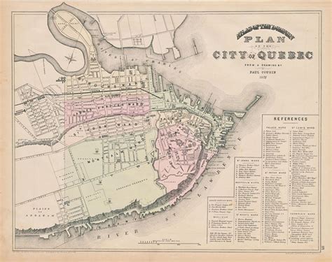 1875 Rare Antique Map of Quebec City Canada Vintage Hand - Etsy Canada | Quebec city, Antique ...