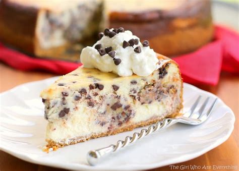 Chocolate Chip Cookie Dough Cheesecake - The Girl Who Ate Everything