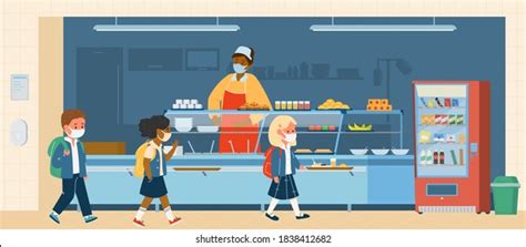 Vector School Canteen Different Races Pupils Stock Vector (Royalty Free ...