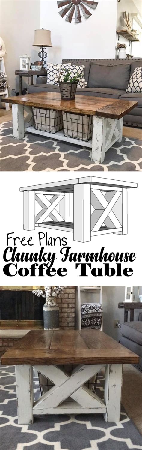 How TO : Build a DIY Coffee Table - Chunky Farmhouse - Woodworking Plans | Coffee table ...
