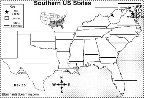 Label Southern US States Printout - EnchantedLearning.com