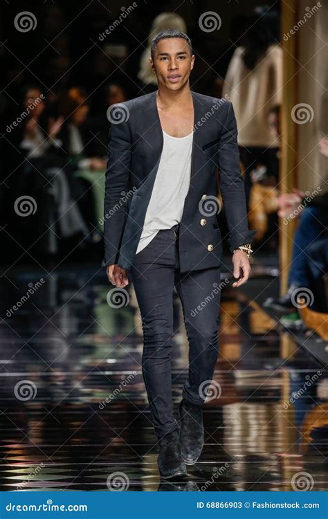 Designer Olivier Rousteing Walks the Runway during the Balmain Show ...