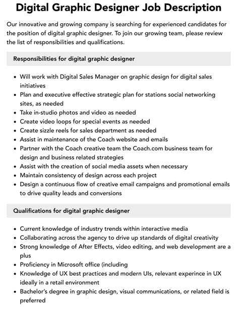 Digital Graphic Designer Job Description | Velvet Jobs