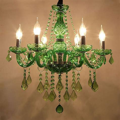 Unique Crystal Chandelier European Style Grass Green Pendant Light Dining Room Living Room HQ ...