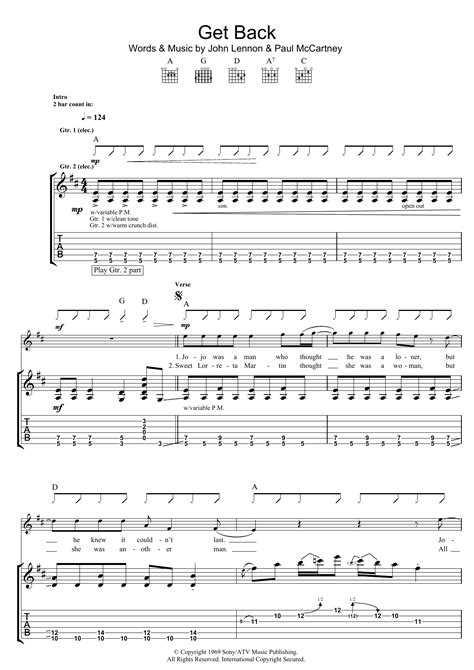 Get Back by The Beatles - Guitar Tab - Guitar Instructor