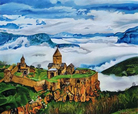 The Tatev Monastery, Armenia Painting by Vanuhi Sargsyan | Saatchi Art