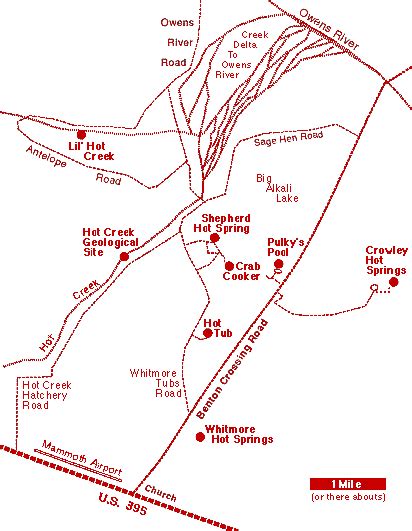 Mammoth Lakes Hot Springs Map | Map Of The World