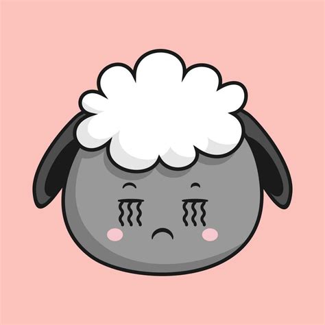 Sheep Crying Face Cartoon Head Sheep Sticker 25676754 Vector Art at ...