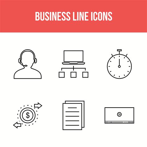 6 business line icons 1349138 Vector Art at Vecteezy