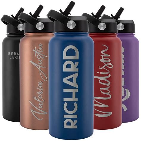 Personalized Water Bottle w/Straw Lid, 32 oz | Custom Stainless Steel ...