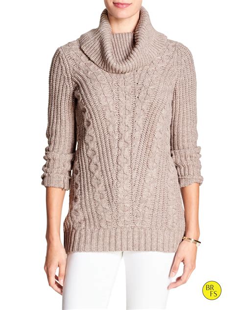 Banana republic Factory Cable-knit Cowl-neck Sweater in Natural | Lyst