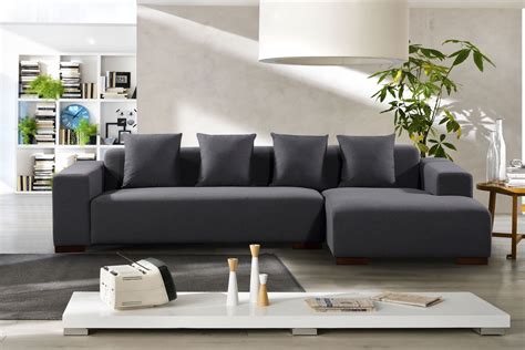 Deep Seating Sectional Sofa - Dark Grey Fabric