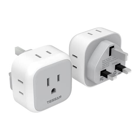 Buy US to UK Plug Adapter, TESSAN Type G Adapter with 4 AC Outlets, UK ...