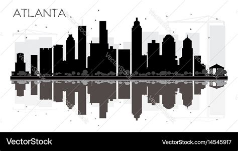 Atlanta city skyline black and white silhouette Vector Image