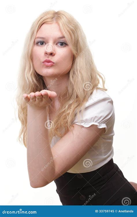 Beautiful Young Woman Blowing a Kiss Stock Image - Image of head, blow: 33759745