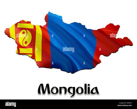 Mongolia Map Flag. 3D rendering Mongolia map and flag on Asia map. The ...