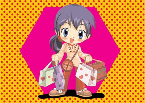 Anime Shopping Girl Vector Vector Art & Graphics | freevector.com