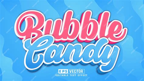 Premium Vector | Bubble Candy 3d Editable Text Effect Vector With Background