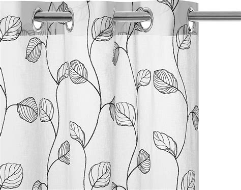 Amazon.com: AMPHIWELL White Sheer Curtains 63 Inches Long, Embroidered Semi Sheer Grommet Floral ...