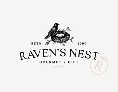 Raven's Nest Handdrawn Vintage logo design | Vintage logo design, Logo design, Small business ...