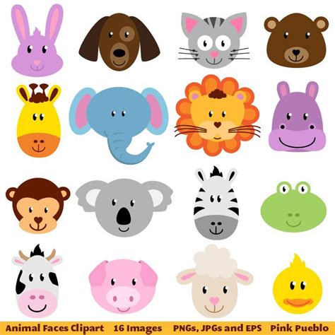 Animal Faces Clipart Clip Art, Zoo Jungle Farm Barnyard Forest Woodland ...