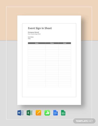 Event Sign in Sheet - 13+ Examples, Format, Pdf