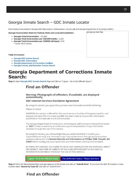 Georgia Inmate Search Department of Corrections Lookup | PDF | Georgia ...