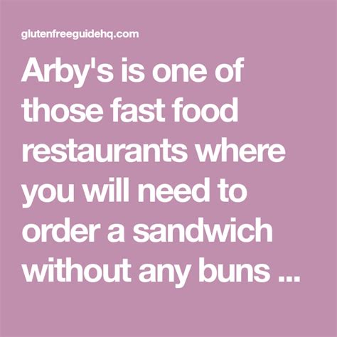 Arby's Gluten Free Menu (2022) | Arbys gluten free, Gluten free ...