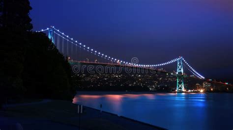 Bridge in Night Time Near Vancouver, British Columbia Editorial Stock ...