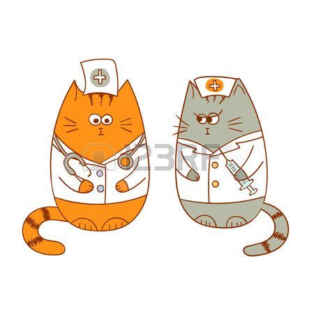 Cartoon medical team - the doctor and the nurse. Funny cats characters... | Doctor cat, Cat ...