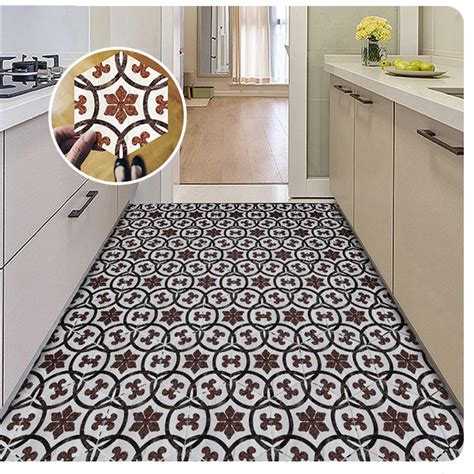 Nordic Style Retro Tile Self Adhesive Floor Stickers PVC Bathroom Kitchen Waterproof Wall ...