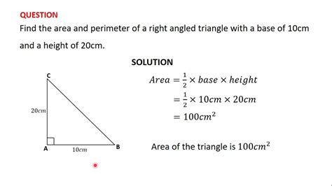 3 Area and Perimeter of a Right Angled triangle QUESTION 1 - YouTube