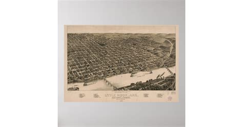 Perspective Map of Little Rock, Arkansas (1887) Poster | Zazzle