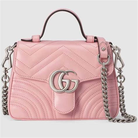 Gucci GG Women GG Marmont Mini Top Handle Bag-Pink - LULUX