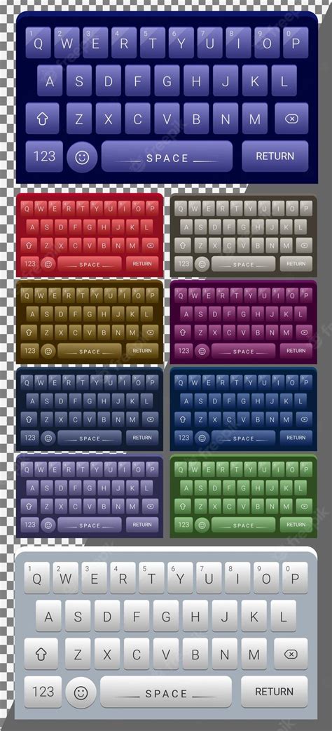 Premium Vector | Vector smartphone keyboard ui ten color realistic and ...