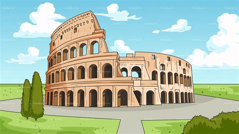 The Colosseum Background Cartoon Vector Clipart - FriendlyStock