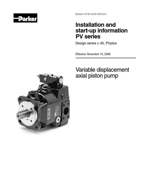 Installation & Start Up of Axial Piston Pump | PDF | Pump | Valve