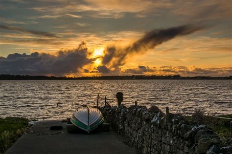 Sunset on #Loughrea #Lake in Galway. Enjoyed the way the fading #light played on the boat.