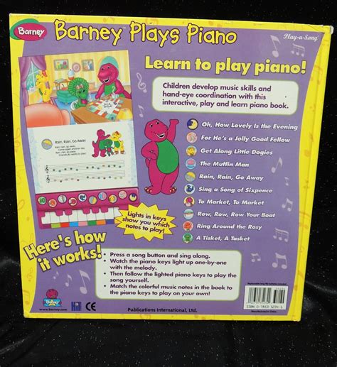 Barney Plays Piano~Play-A-Song Hardcover Book 2001 Lyons (Hard To Find) | #1795590409