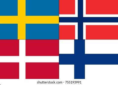 Set Flags Sweden Norway Denmark Finland Stock Vector (Royalty Free ...